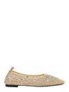 Tory Burch Beige Ballet Flats With All-over Crystals Application In Tech Fabric Woman