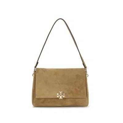 Tory Burch Beige Calf Leather Bos Taurus Shoulder Bag In Brown