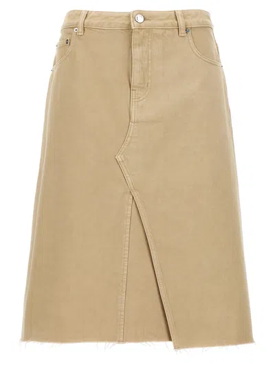 Tory Burch Deconstructed Cotton Denim Skirt In Gold