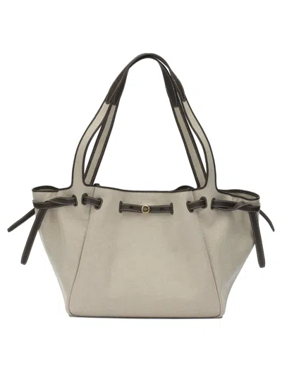 Tory Burch Beige Cotton Shoulder Bags In Neutral