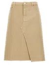Tory Burch Denim Trapeze Skirt With In Beige