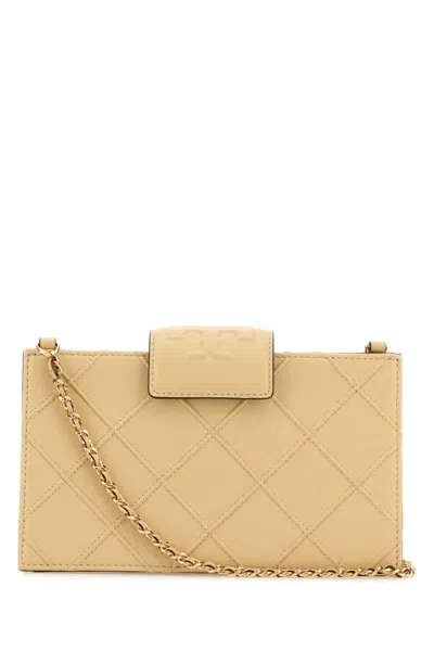 Tory Burch Beige Leather Fleming Crossbody Bag In White