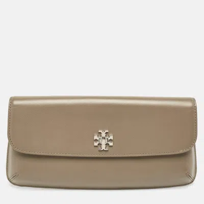 Pre-owned Tory Burch Beige Leather Diana Flap Clutch