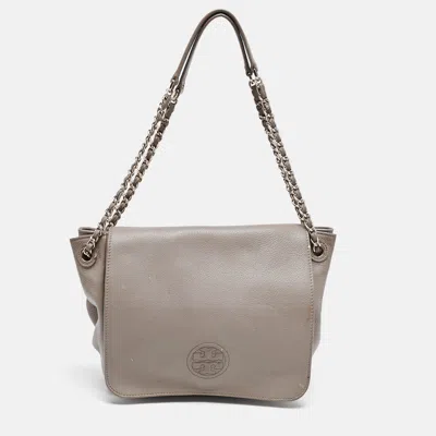 Pre-owned Tory Burch Beige Leather Marion Flap Shoulder Bag