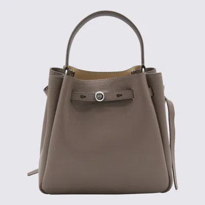 Tory Burch Beige Leather Romy Satchel In Brown