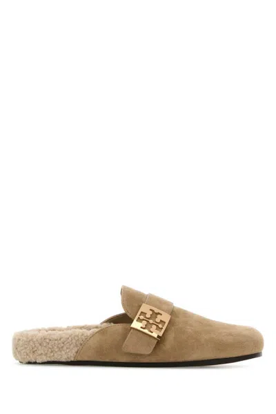 Tory Burch Women Beige Logo Mules In Nude
