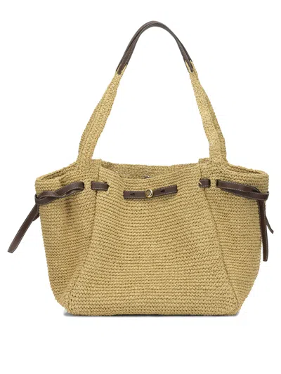 Tory Burch Beige Paper Straw Polyamide Polyurethane Shoulder Bag In Nude