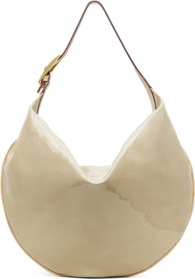 Tory Burch Beige Patent Balloon Bag In Palo Santo