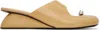 Tory Burch Beige Pierced Wedge Mules In Cantucci / Silver