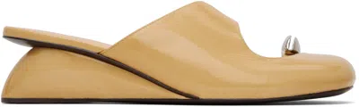 Tory Burch Beige Pierced Wedge Mules In Cantucci / Silver