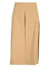 Tory Burch Two Tone Popeline Cotton Accordion Skirt In Beige