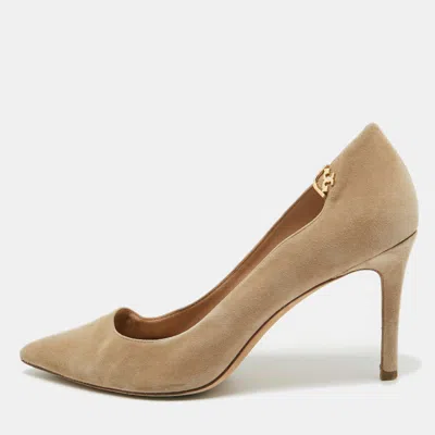 Pre-owned Tory Burch Beige Suede Elizabeth Pumps Size 39.5