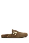 Tory Burch Beige Suede Mellow Slippers In Brown