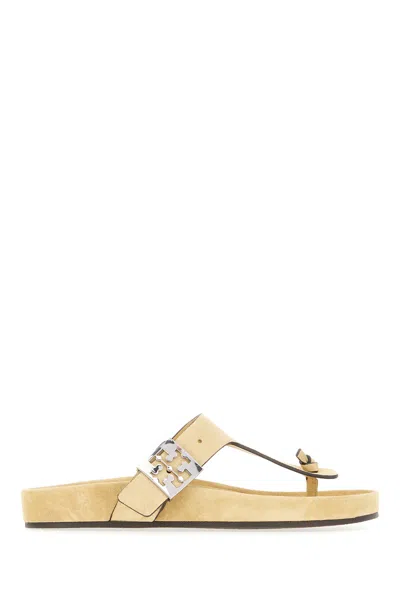 Tory Burch Beige Suede Mellow Thong Sandals