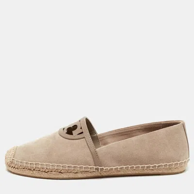 Pre-owned Tory Burch Beige Suede Sidney Espadrille Flats Size 38.5