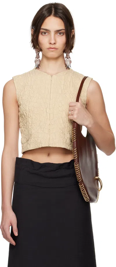 Tory Burch Beige Wool Silk Top In Bora Sand