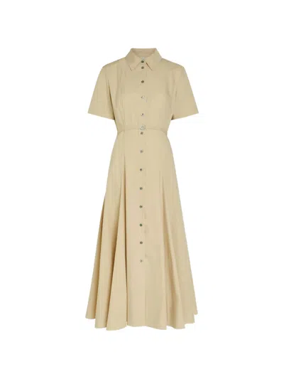Tory Burch Belted Stretch Cotton-poplin Midi Shirt Dress In Neutral