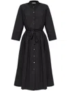 Tory Burch Cotton Chemisier Dress With Drawstring Waist In Black