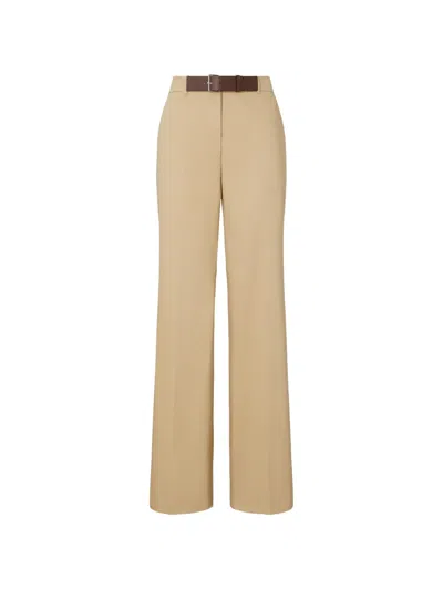 Tory Burch Belted Straight-leg Cotton-twill Trousers In Brown
