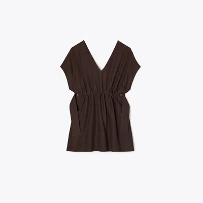 Tory Burch Cinched Linen Dress In Brown