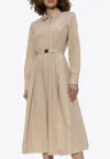 Tory Burch Belted Midi Dress In Beige