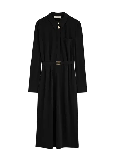 Tory Burch Belted Midi Shirt Dress In Black