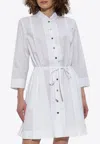 Tory Burch Belted Mini Shirt Dress In White