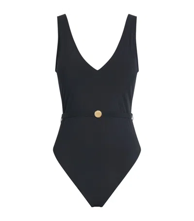 Tory Burch Belted Romy Swimsuit In Black