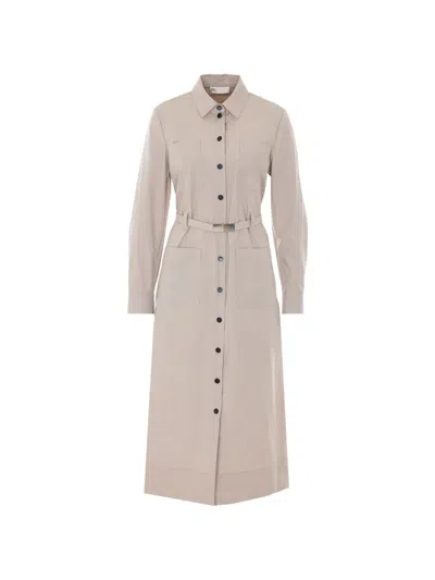 Tory Burch Belted Shirt Dress In Neutral
