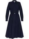 Tory Burch Pleated Midi Shirt Dress In Blue
