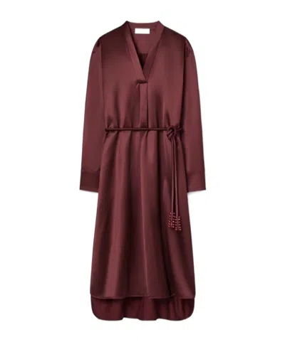 Tory Burch Belted Shirtdress In Burgundy