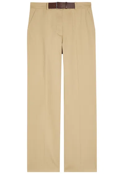 Tory Burch Belted Straight-leg Cotton-twill Trousers In Brown
