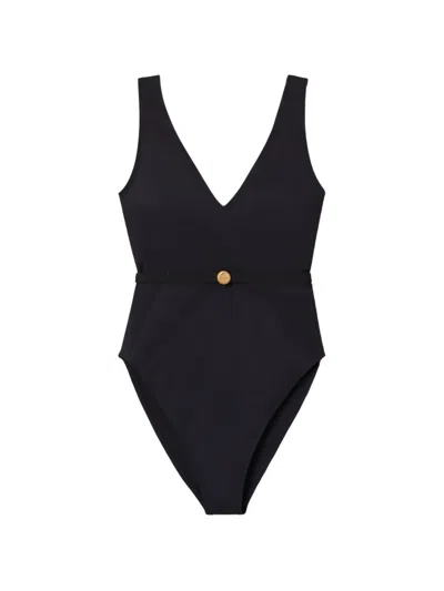 Tory Burch Belted Swimsuit In Black