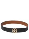 Tory Burch Miller Reversible Leather Belt In Black