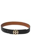 Tory Burch Miller Reversible Leather Belt In Black