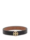 Tory Burch Miller Reversible Leather Belt In Black