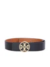 Tory Burch Miller Reversible Leather Belt In Black