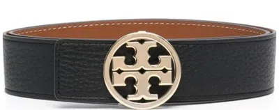 Tory Burch Miller Reversible Belt In Black