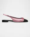 Tory Burch Cap Toe Slingback Ballet Flats Pink Etoile/perfect Black In Pink Etoile  Perfect Black