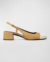 Tory Burch Bicolor Cap-toe Slingback Pumps In Ginger Shortbread  Spark Gold