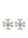 Tory Burch Silver Logo Earrings In Metallic