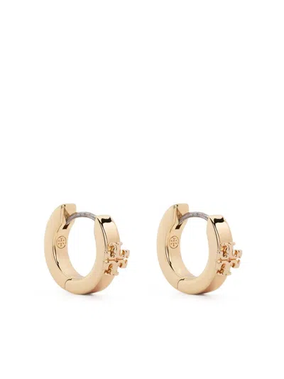 Tory Burch Double T-motif Polished Earrings In Oro