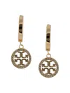 Tory Burch Miller Gold-colored Hoop Earrings With Crystals In Brass Woman In Gold