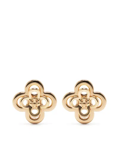 Tory Burch Double T-plaque Post-back Earrings In Gold