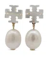 Tory Burch Mother-of-pearl Kira Drop Earrings In White