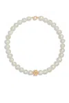 Tory Burch Pearl Beads Statement Necklace In Gold Pearl