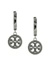 Tory Burch Miller Silver Crystal Earrings In Silver