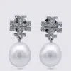 Tory Burch Silver And Pearl Brass Earrings In Gray