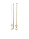 Tory Burch Kira Imitation Pearl Threader Drop Earrings In Tory Gold / Pearl