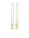 Tory Burch Kira Imitation Pearl Threader Drop Earrings In Tory Gold / Pearl